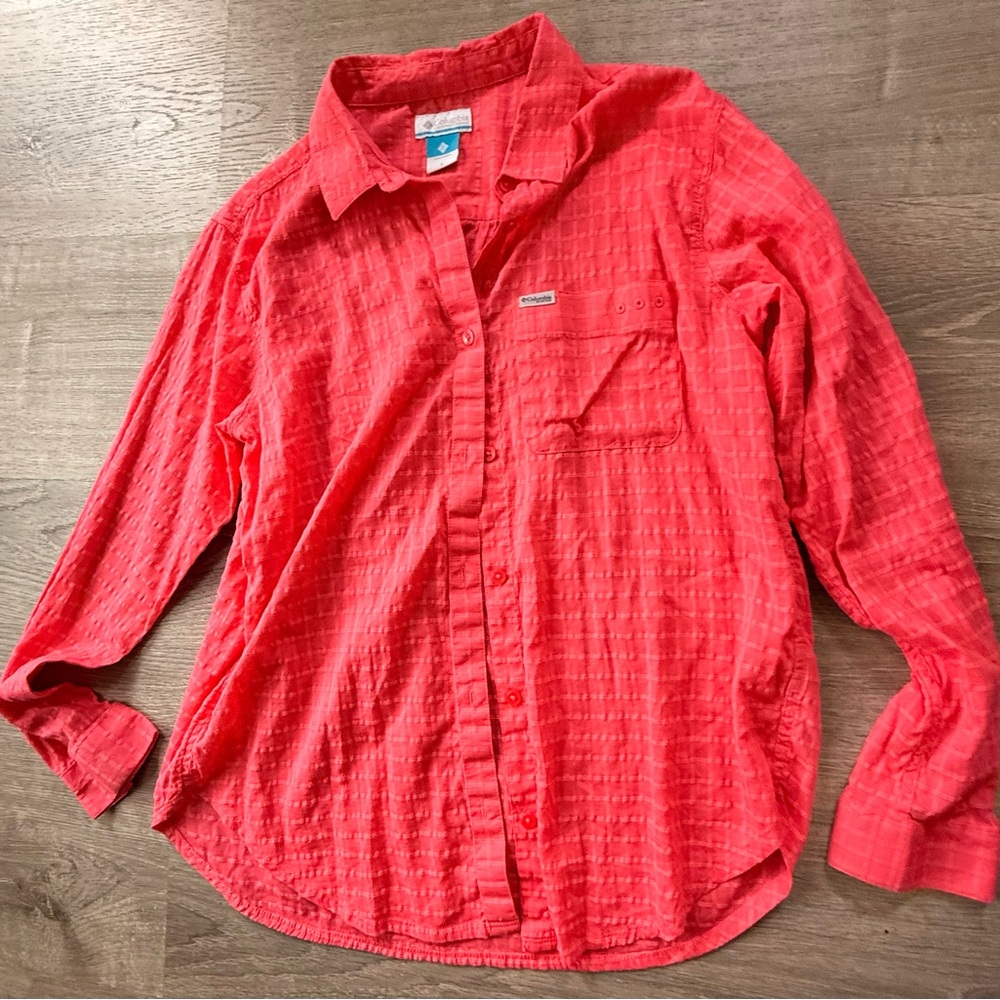 Columbia Women's Vibrant Red Button-Down Shirt